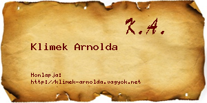 Klimek Arnolda névjegykártya